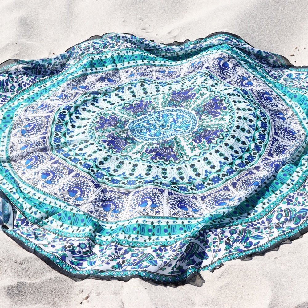 Host Pick! 🎉 Bohemian Beach Throw, Tablecloth & Cover in One Blue Combo & Teal